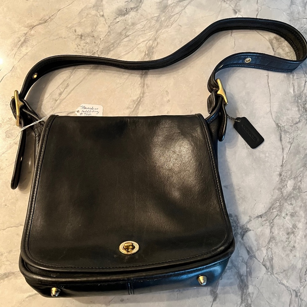 Vintage COACH Stewardess Saddle Bag - black leather